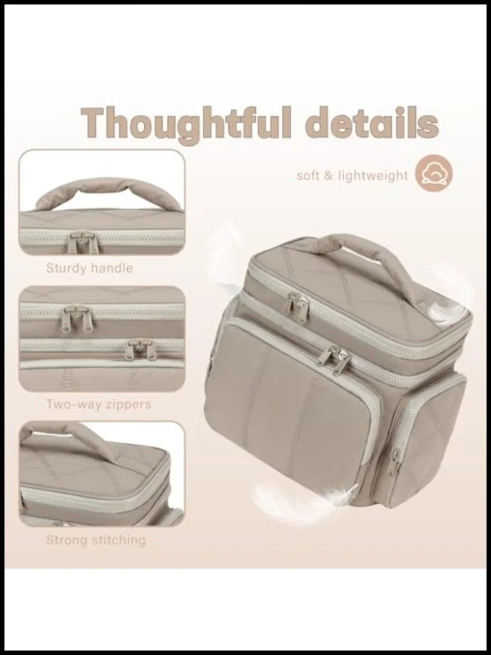 Quilted Travel Toiletry Bag Organizer Double Deck Wide Opening
